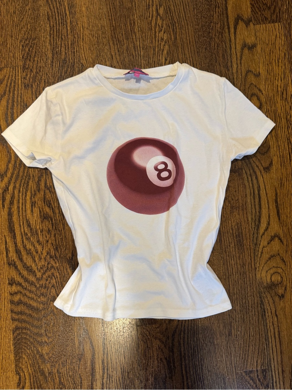 Edited red eight ball crewneck baby tee